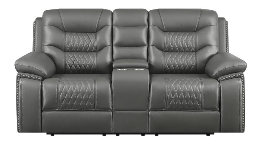 Flamenco - Tufted Upholstered Power Loveseat With Console - Charcoal