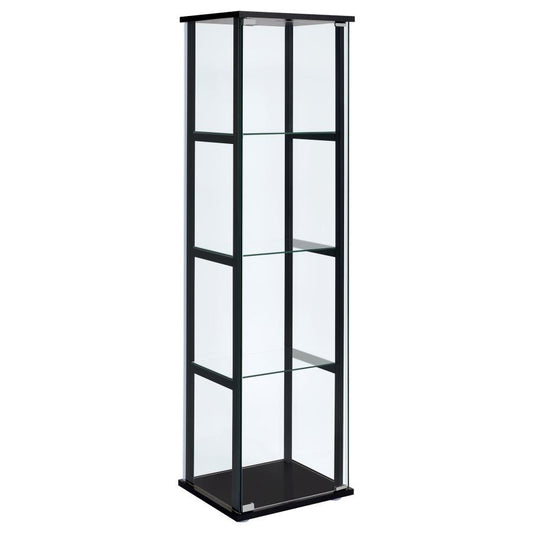 Cyclamen - 4-Shelf Glass Curio Cabinet - Black and Clear