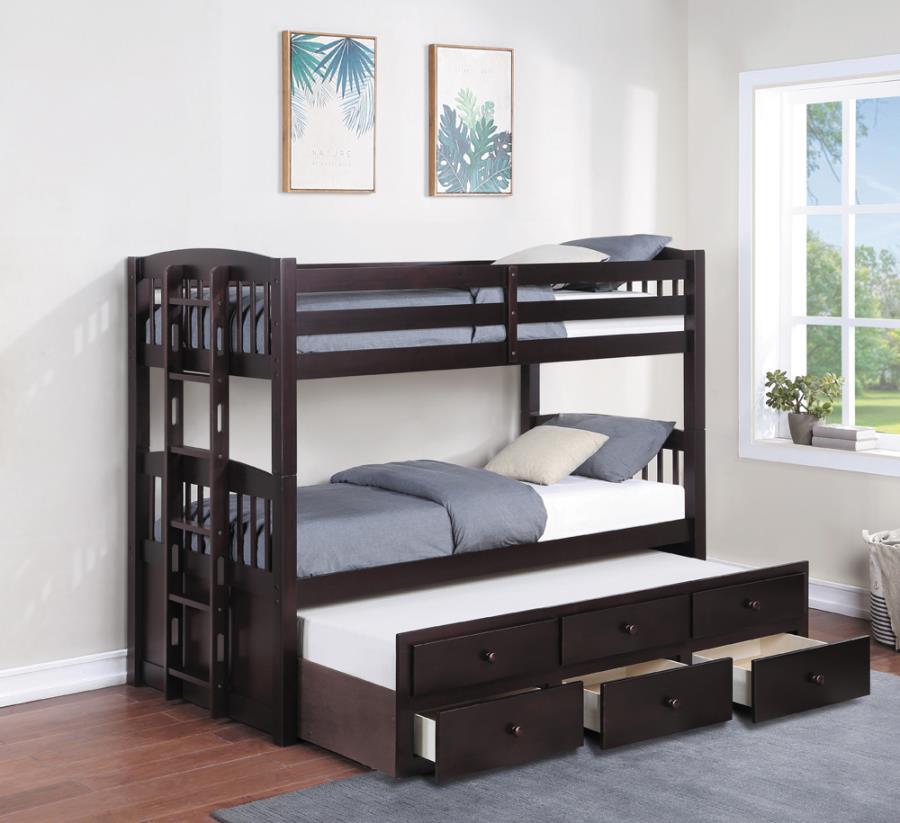 Kensington - Twin Over Twin Bunk Bed With Trundle - Cappuccino