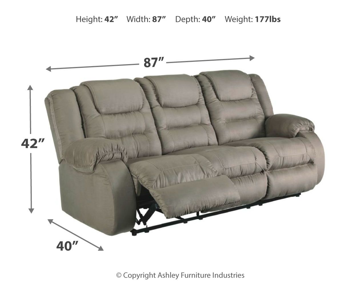 Mccade - Cobblestone - Reclining Sofa