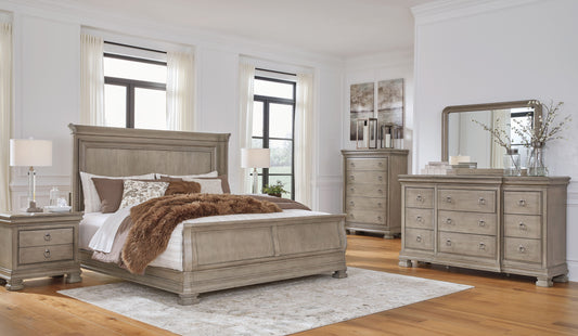 Lexorne - Gray - 7 Pc. - Dresser, Mirror, Chest, King Sleigh Bed, 2 Nightstands
