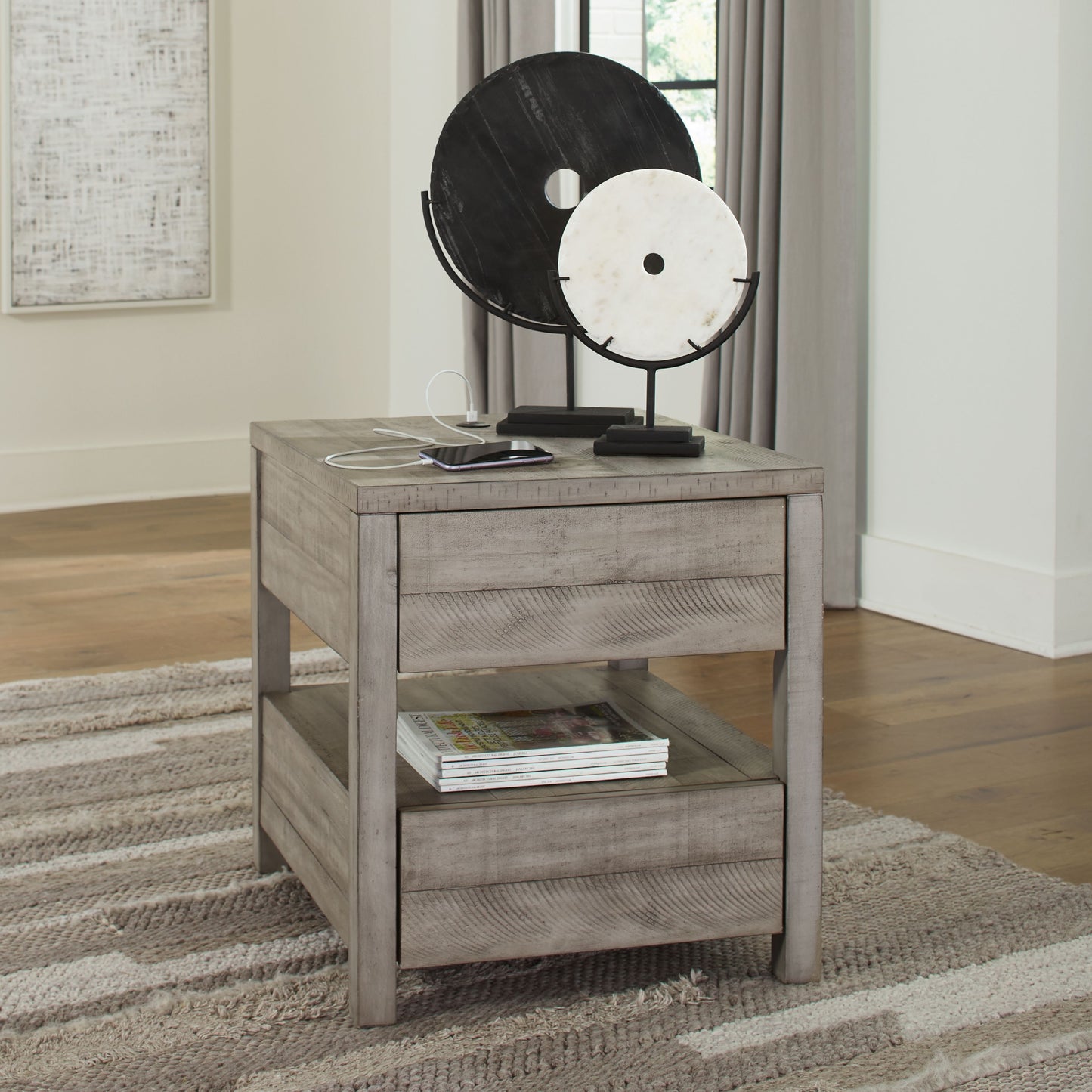 Naydell - Gray - Rectangular End Table