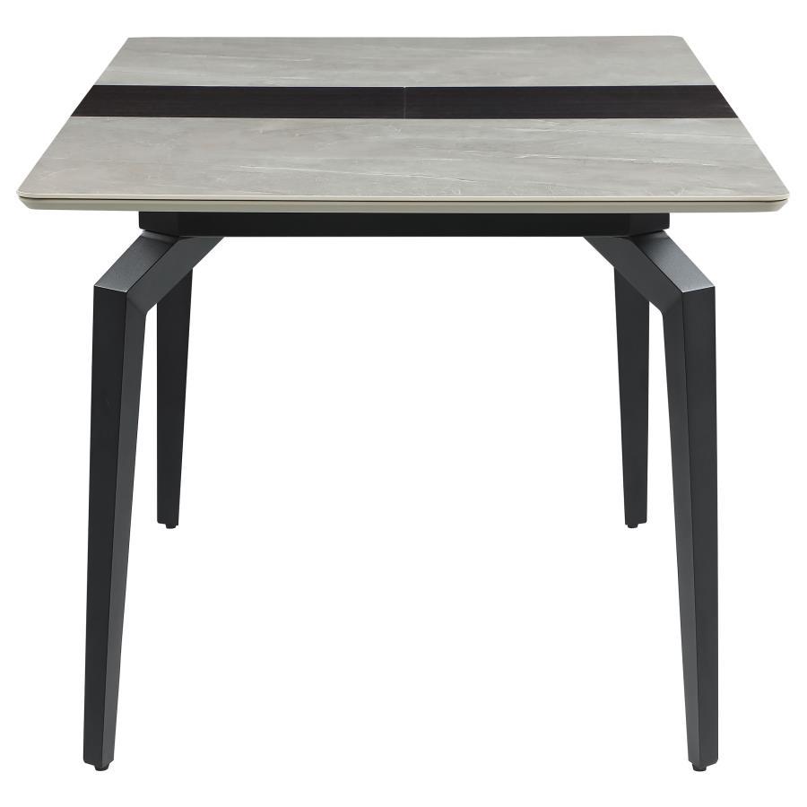 Mina - Rectangular Dining Table - Gray Ceramic And Sandy Black
