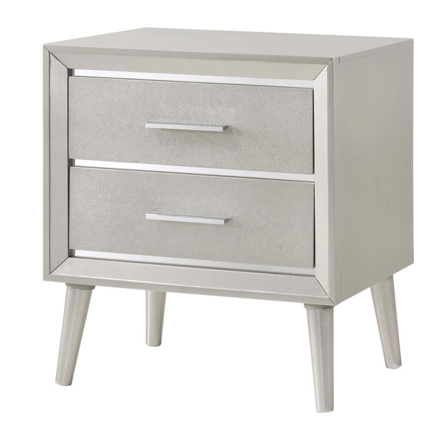 Ramon - 2-Drawer Nightstand - Metallic Sterling