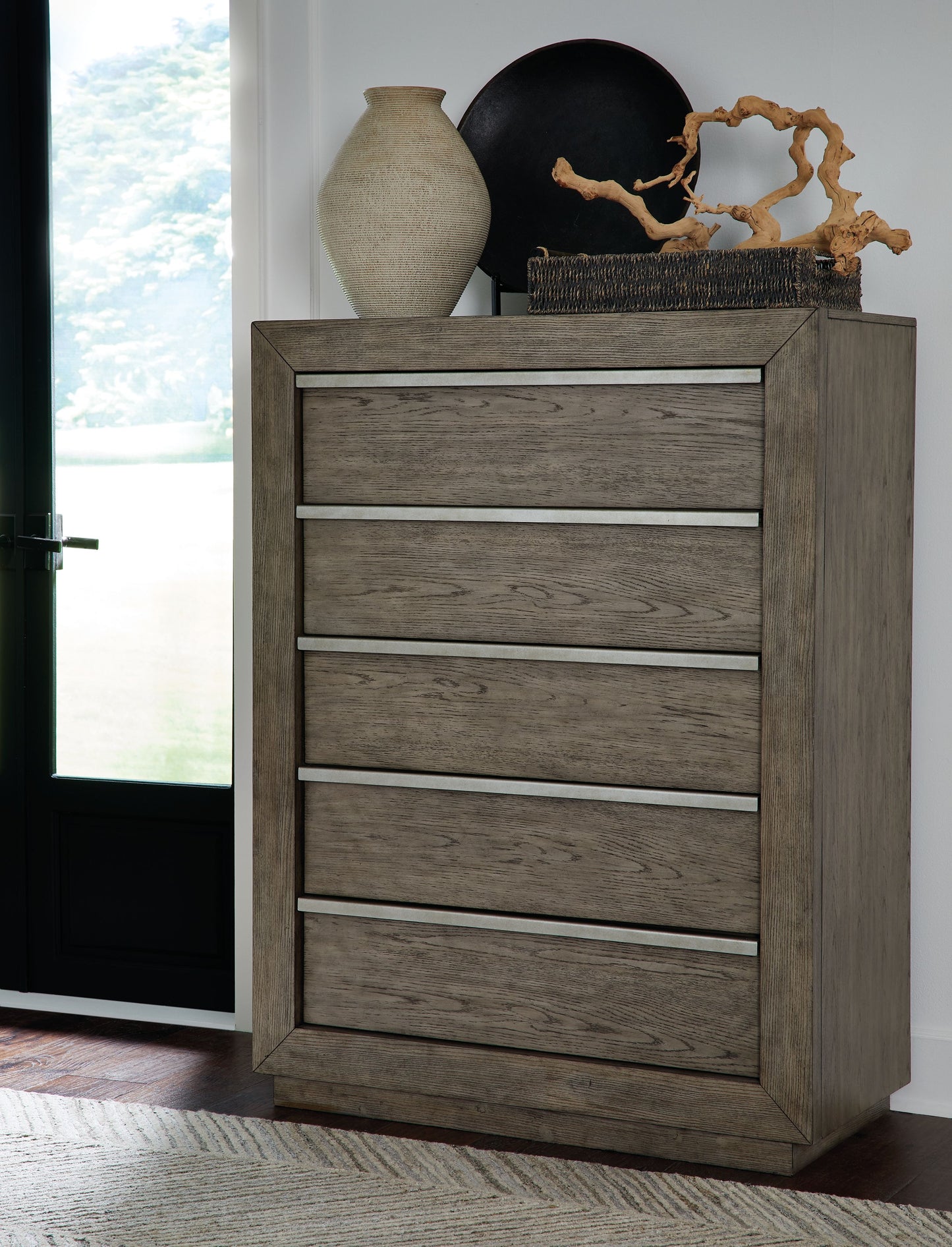 Anibecca - Weathered Gray - Five Drawer Chest