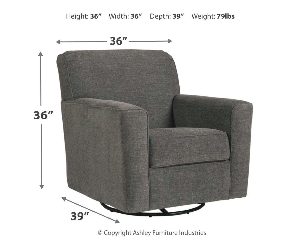 Alcona - Charcoal - Swivel Glider Accent Chair