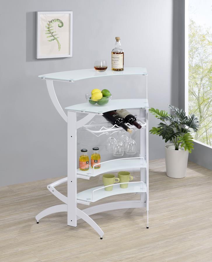 Dallas - 2-Shelf Home Bar - White And Frosted Glass