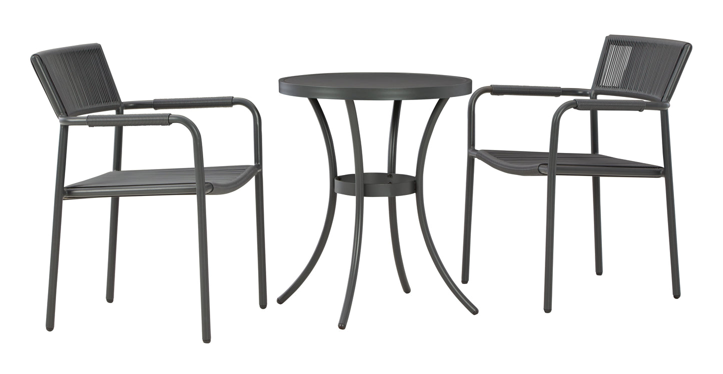 Crystal - Gray - Chairs W/Table Set (Set of 3)