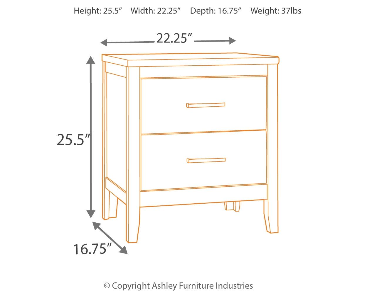 Olivet - Silver - Two Drawer Night Stand