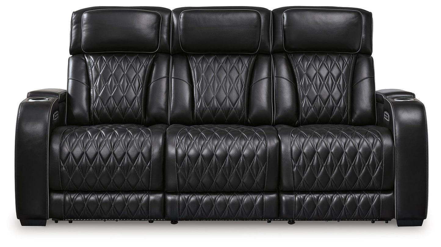 Boyington - Black - Power Reclining Sofa With Adj Headrest