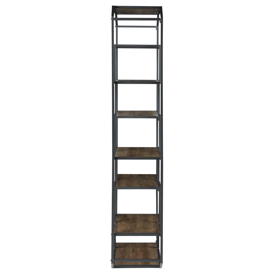 Leland - 6-Shelf Bookcase - Rustic Brown and Dark Gray