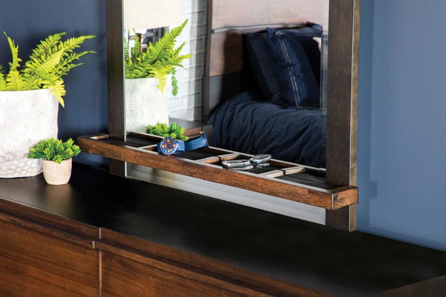 Azalia - Dresser Mirror With Jewelry Tray - Black And Walnut