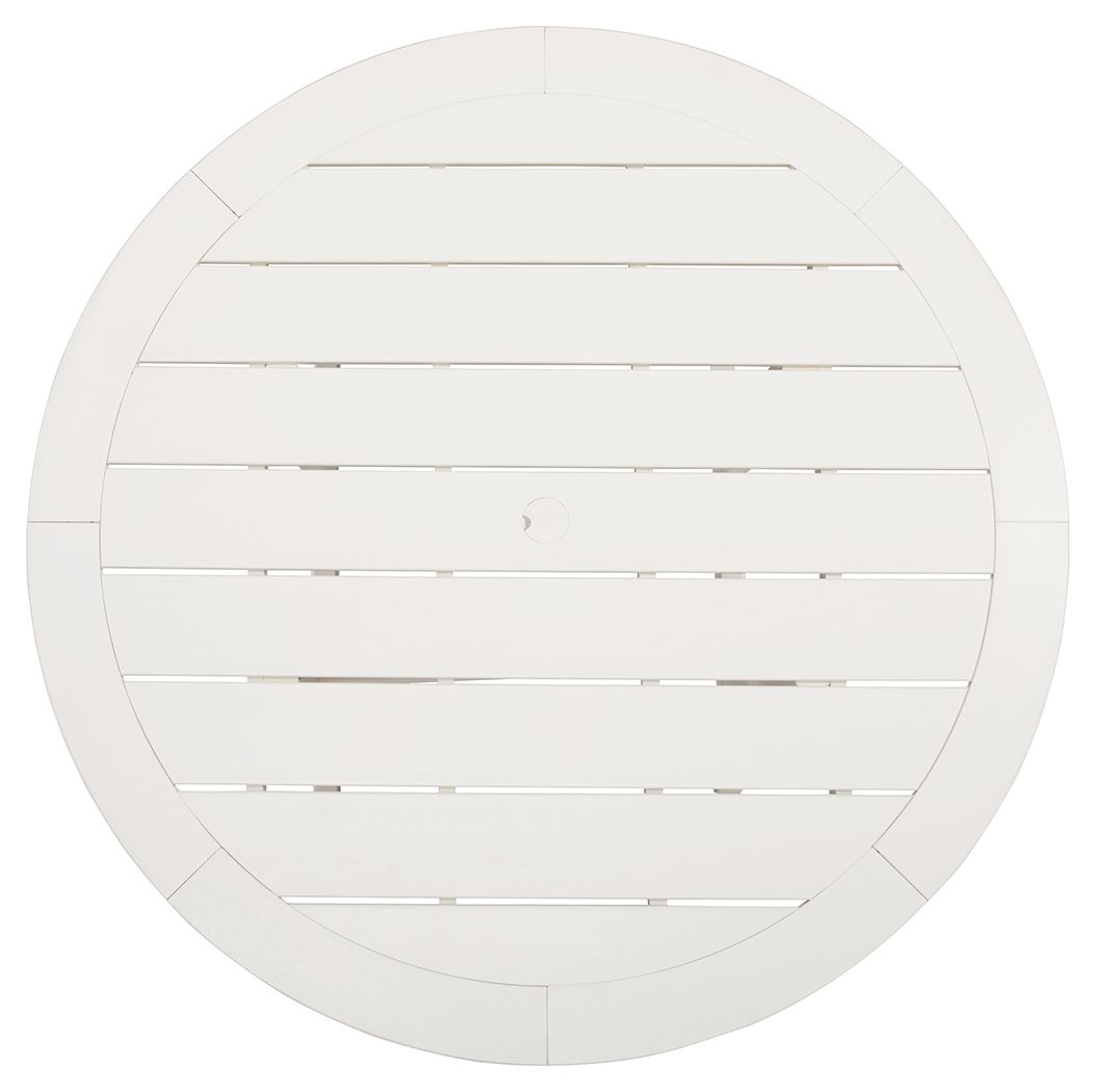 Crescent Luxe - White - Round Dining Table W/Umb Opt