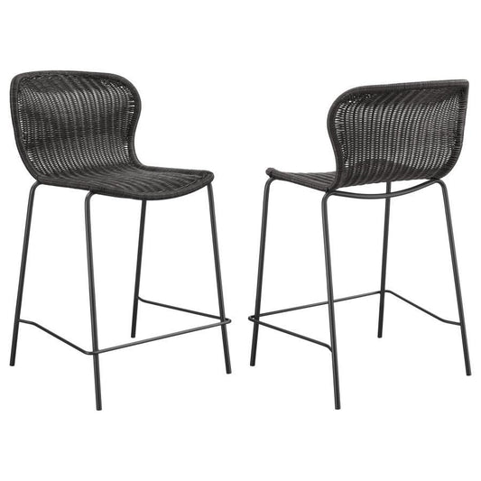 Mckinley - Upholstered Counter Height Stools With Footrest (Set of 2) - Brown And Sandy Black