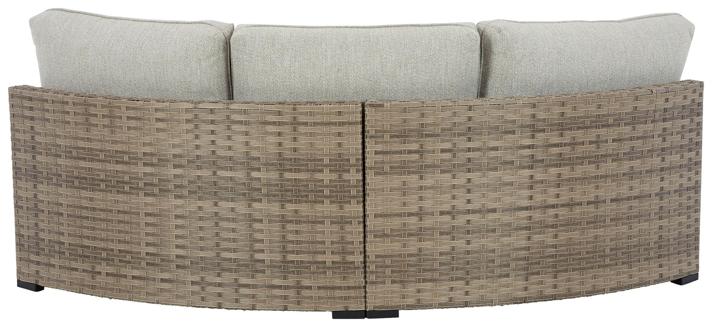 Calworth - Beige - Curved Loveseat With Cushion