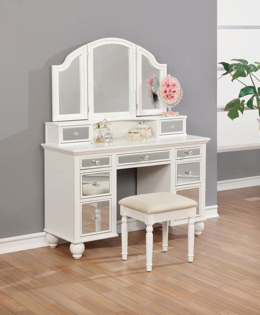 Reinhart - Reinhart 2-Piece Vanity Set - White and Beige