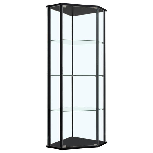 Zenobia - Glass Shelf Curio Cabinet - Clear and Black