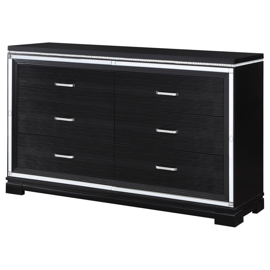 Cappola - Rectangular 6-Drawer Dresser - Silver and Black
