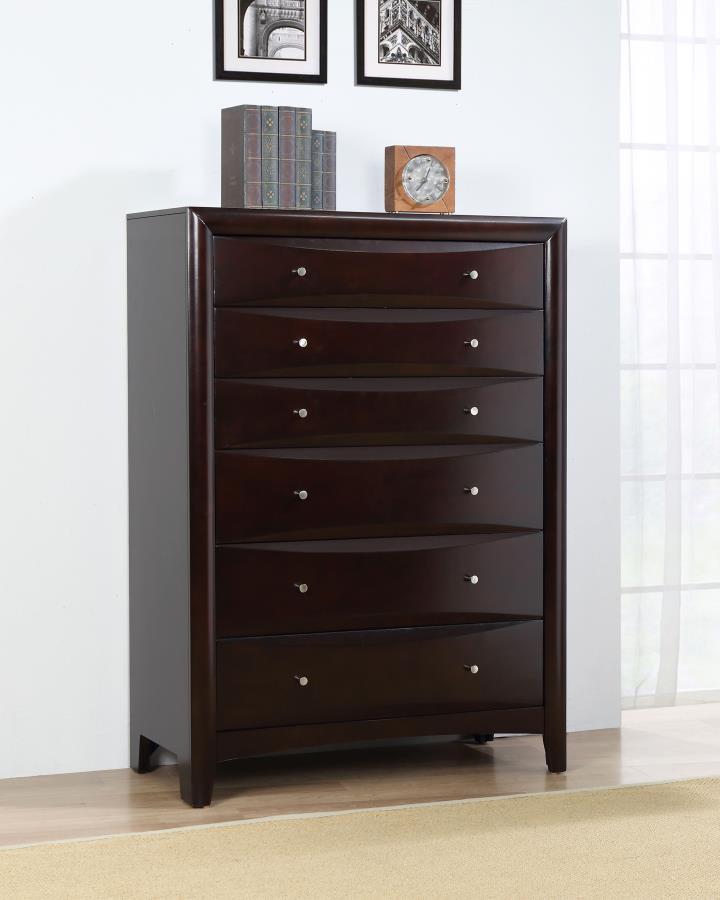 Phoenix - 6-Drawer Chest  - Deep Cappuccino