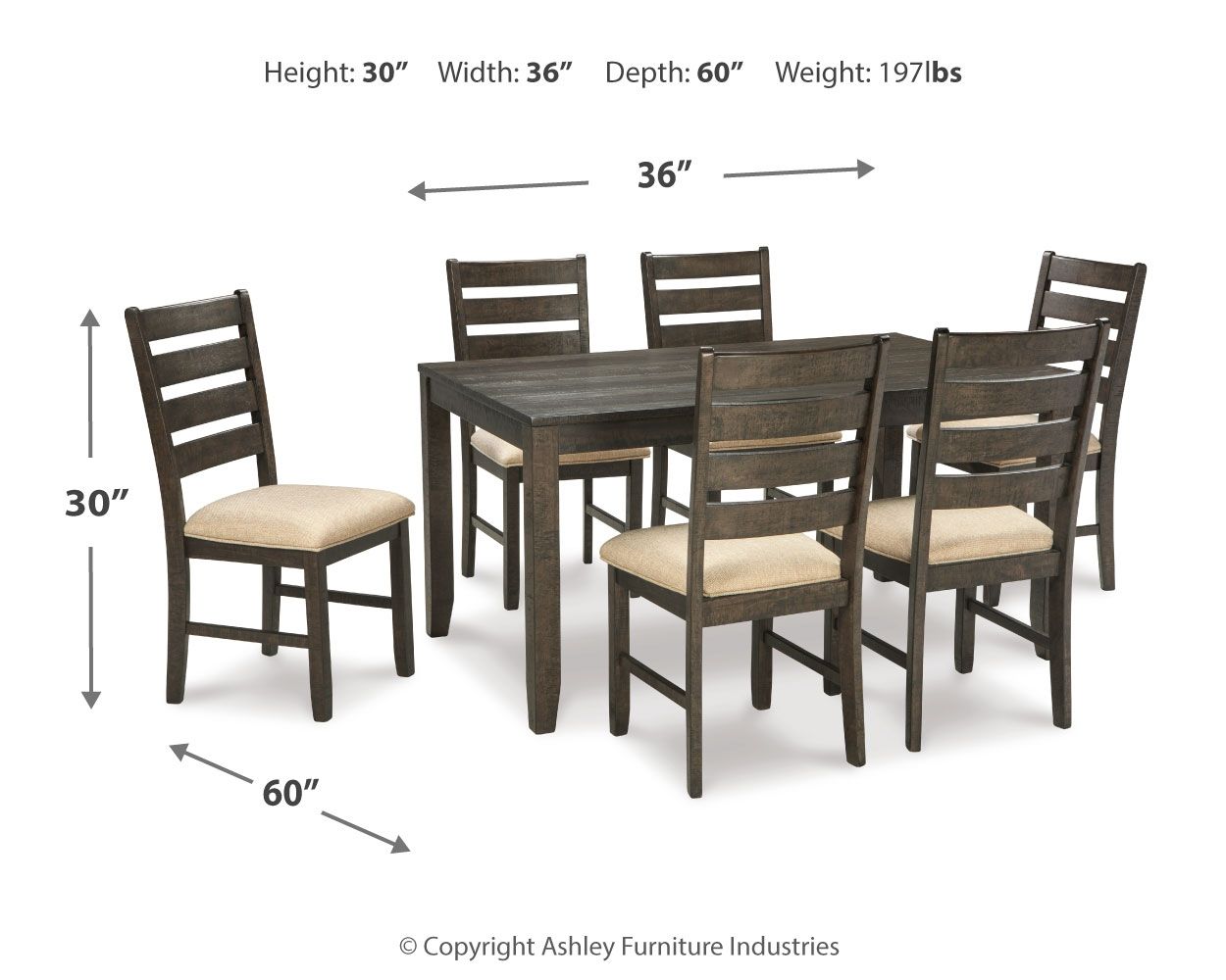 Rokane - Brown - Dining Room Table Set (Set of 7)