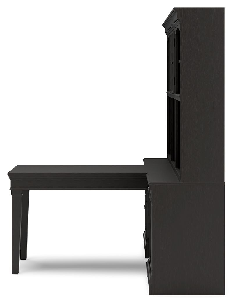 Beckincreek - Black - Home Office Bookcase Desk With 2 Bookcases