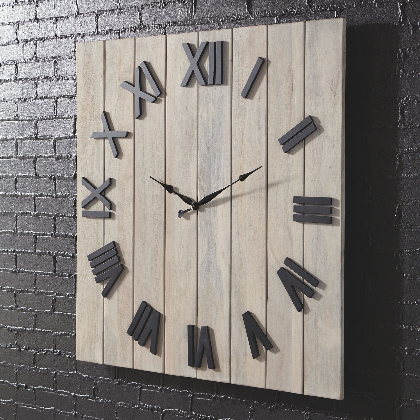 Bronson - Whitewash / Black - Wall Clock