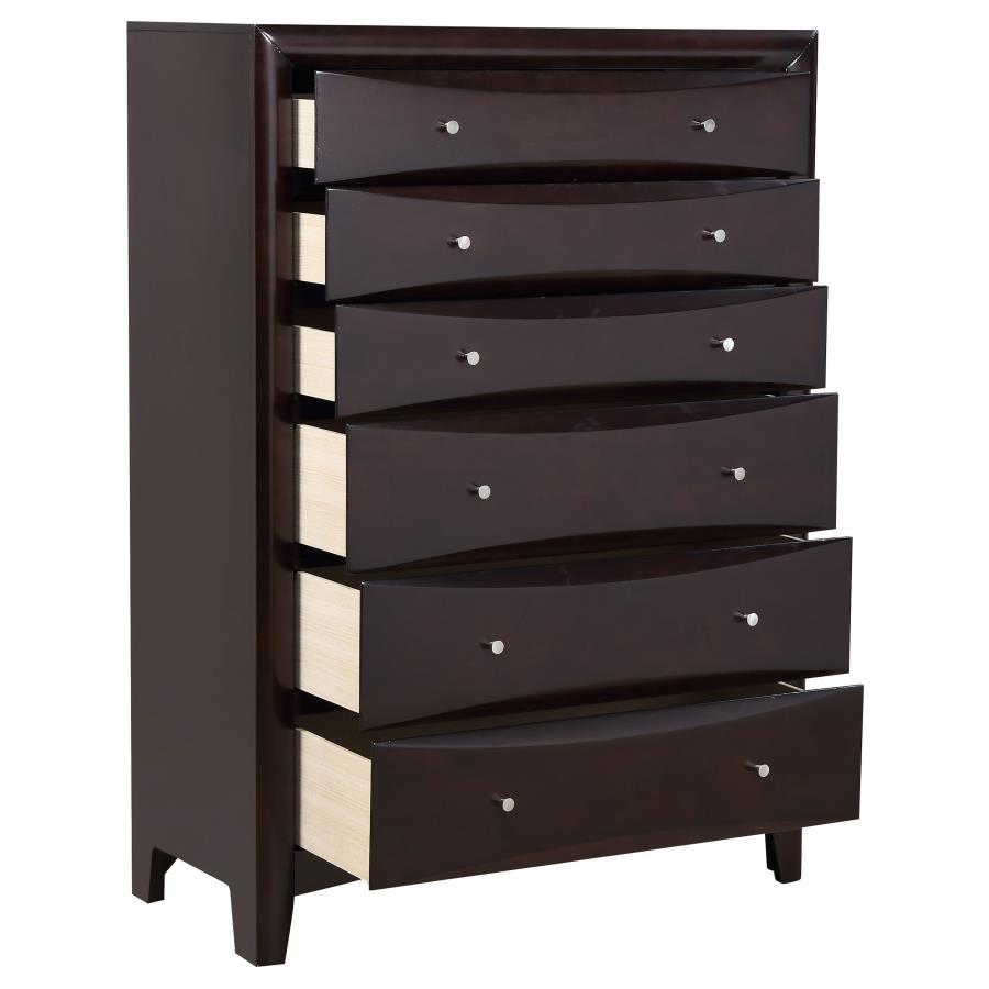 Phoenix - 6-Drawer Chest  - Deep Cappuccino