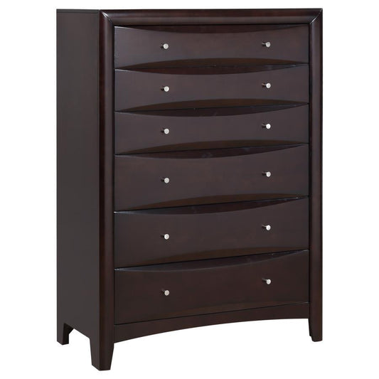 Phoenix - 6-Drawer Chest  - Deep Cappuccino