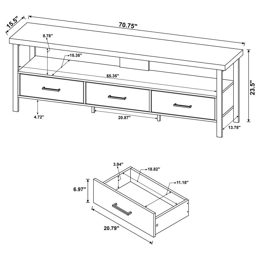 Ruston - 3-drawer Weathered Pine TV Console