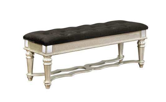 Heidi - Upholstered Bench - Metallic Platinum