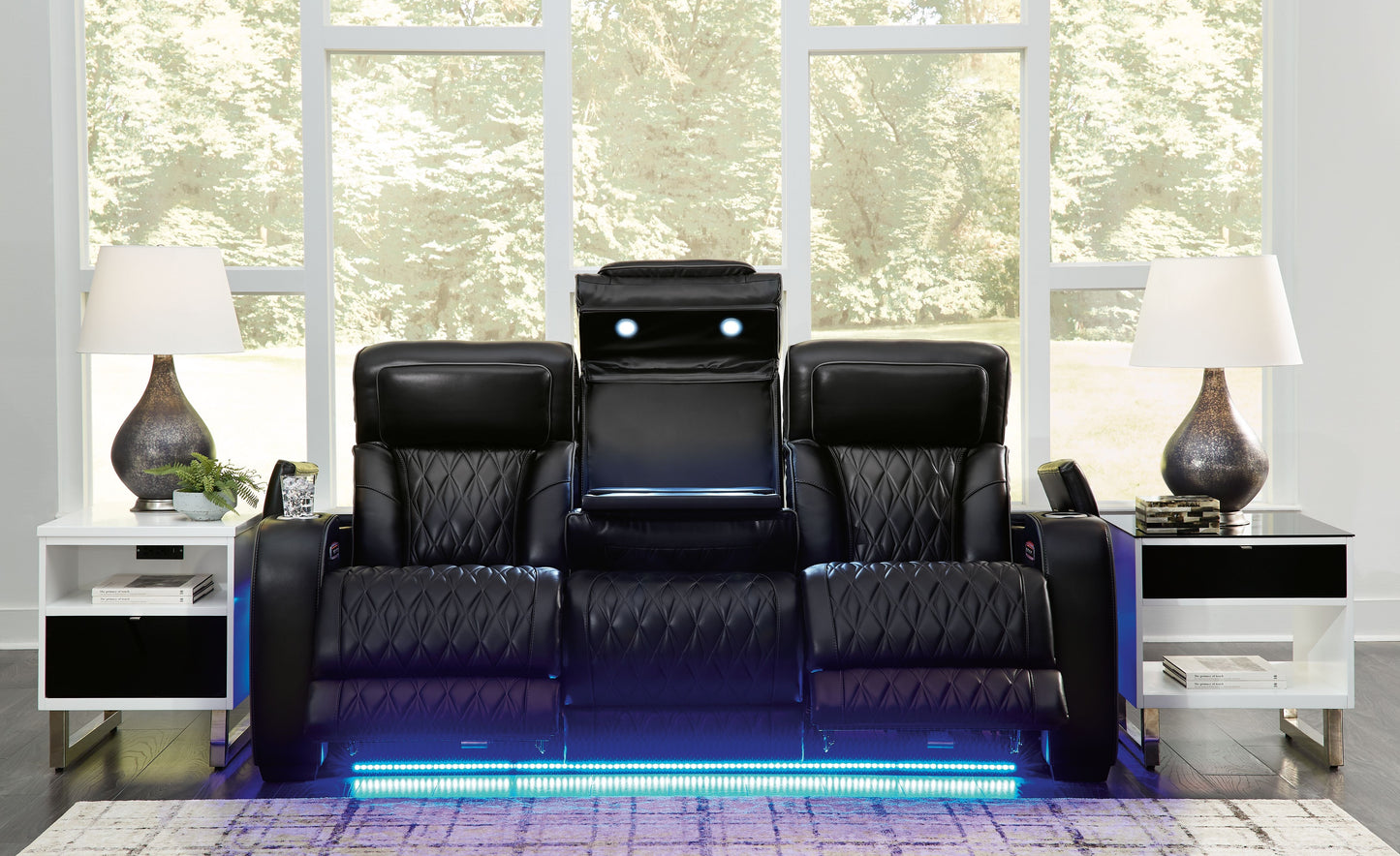 Boyington - Black - Power Reclining Sofa With Adj Headrest